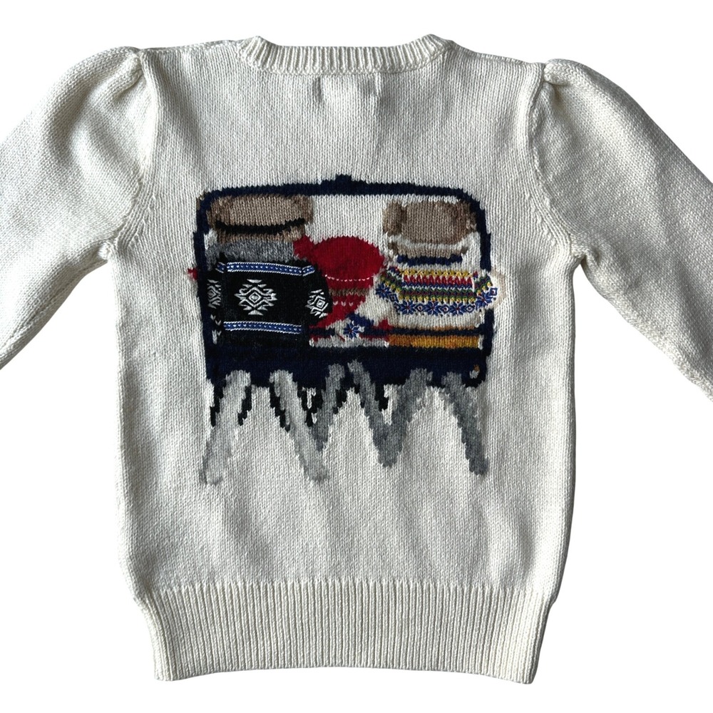 NWT Polo Ralph Lauren Girls Polo Bear Ski Lift Knit Sweater Cream 6X - Picture 9 of 14